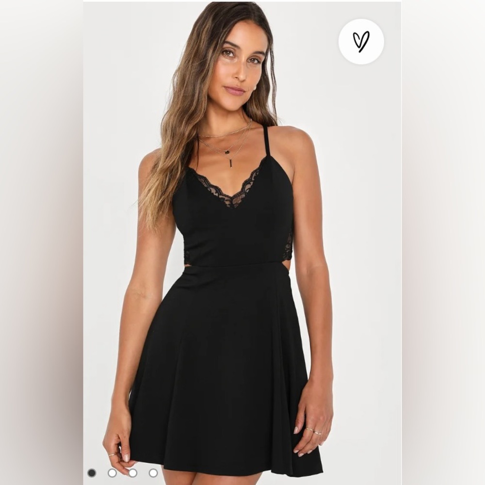 Black Lace Skater Dress